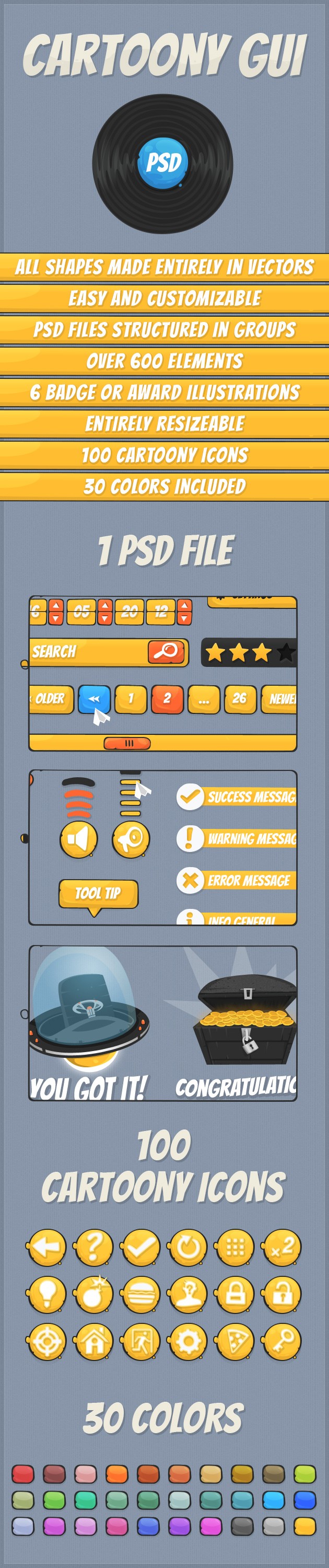 Gaming & Cartoon GUI Pack: A Great Set Of Cartoony PSD Elements | Bypeople