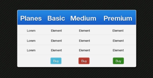 fancy tables CSS