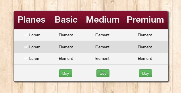 fancy tables CSS