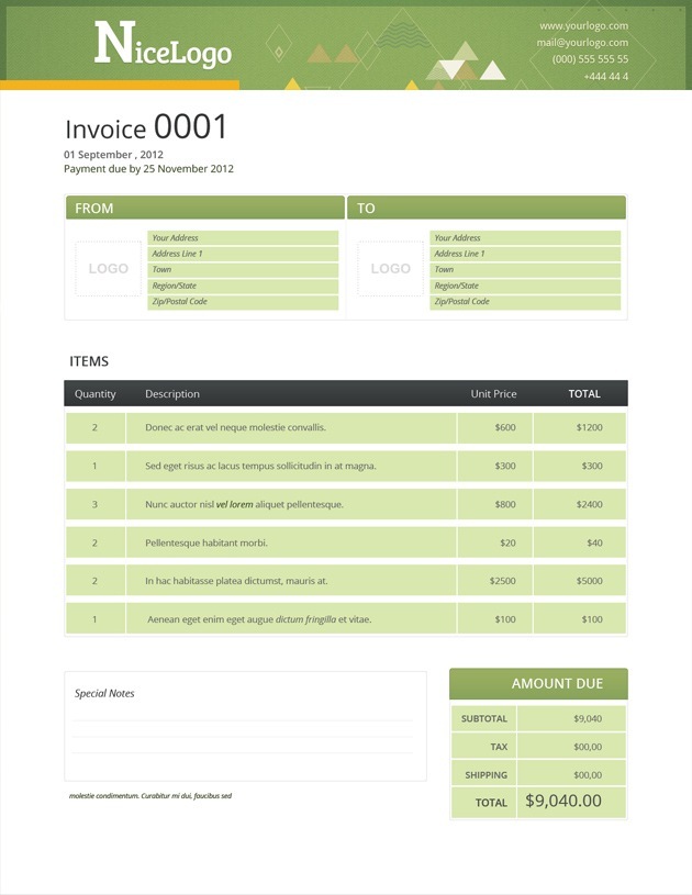 Invoice format