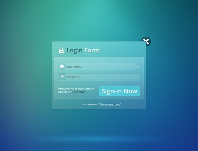 Transparent Login form PSD