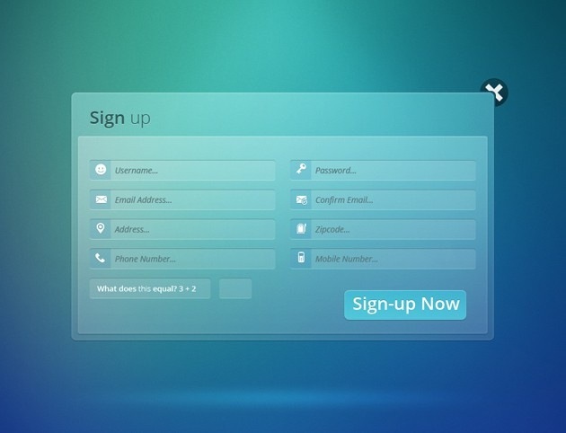 Transparent Sign up form