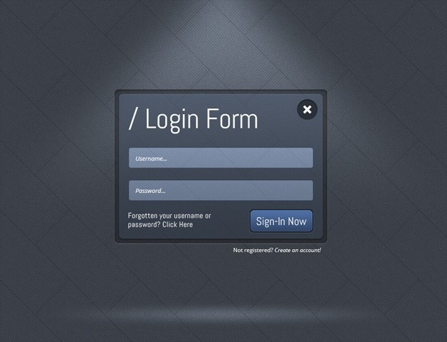 Dark Login form PSD