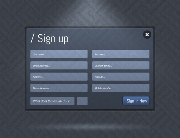 Dark Sign up form