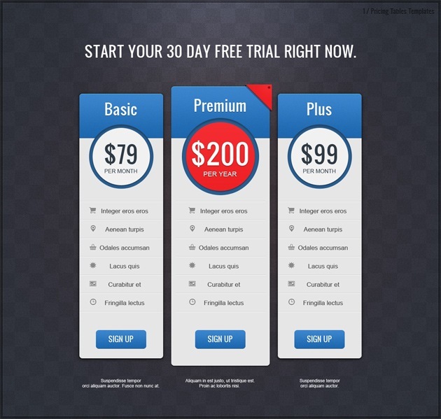 pricing table pack pricing table pack