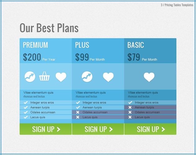pricing table PSD pricing table PSD