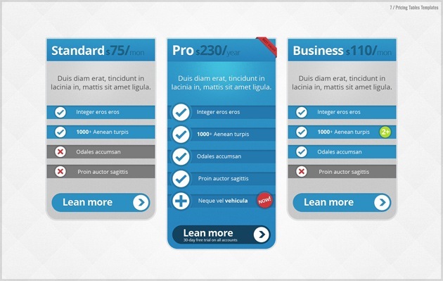pricing table Photoshop pricing table Photoshop