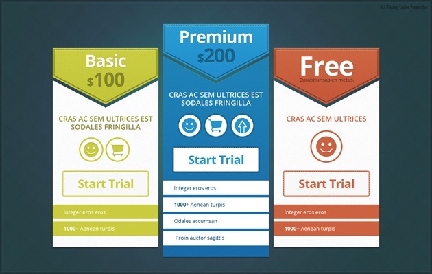 pricing table graphic pricing table graphic
