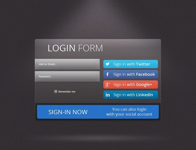 Dark Login form PSD