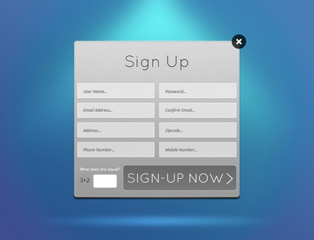 Grey Sign up form