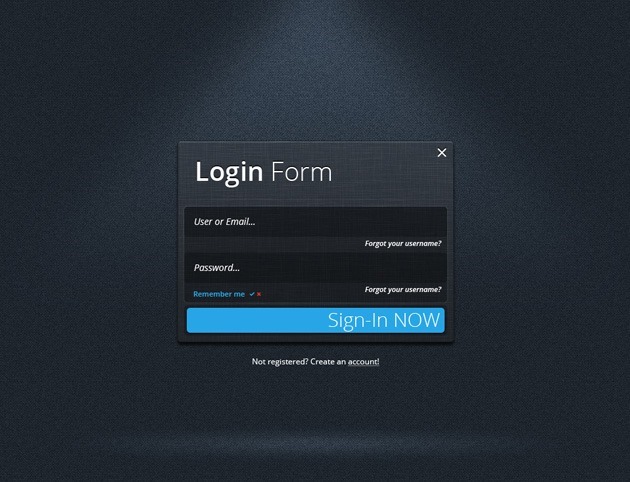 Login form PSD template