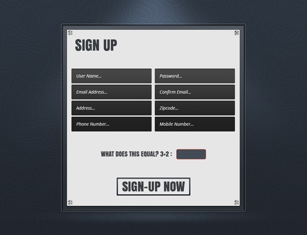 Sign up form design