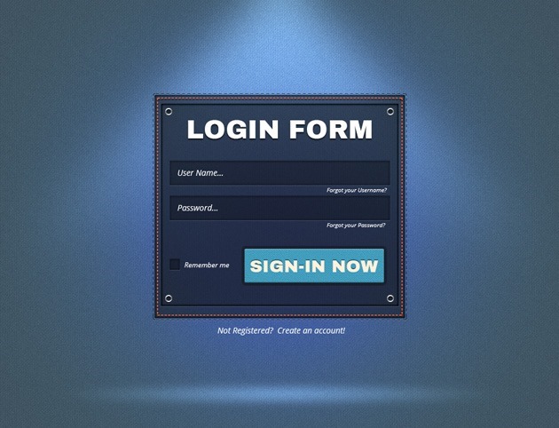 Dashed Login form PSD