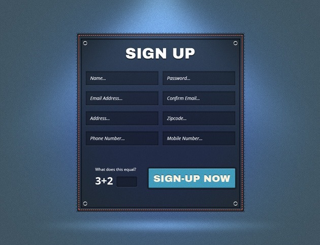 Dashed Sign up form 