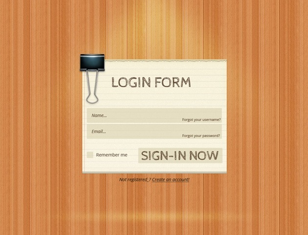 Wood Login form PSD