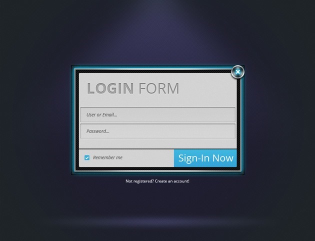 Neon Login form PSD