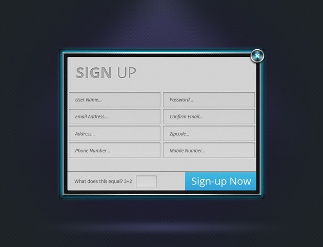 Neon Sign up form 