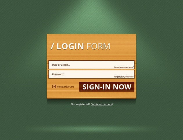 Wood Login form PSD template