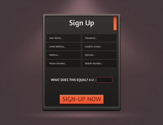 Sign up form design