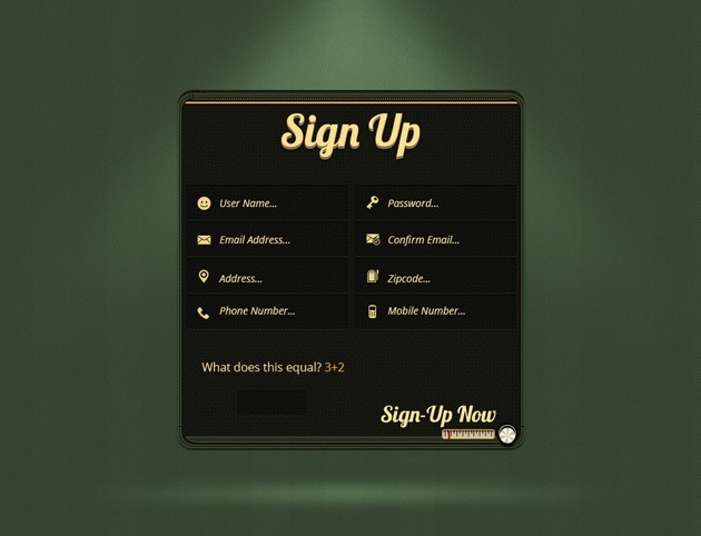 Green Sign up form design