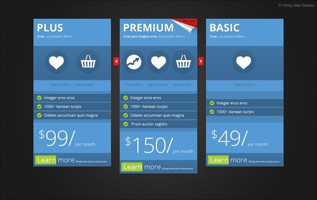 pricing table template