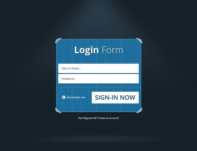 Blue Login form PSD design