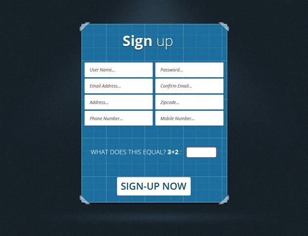 Blue Sign up form design