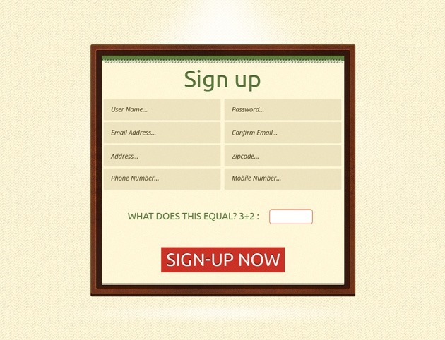 Minimalist Sign up form design