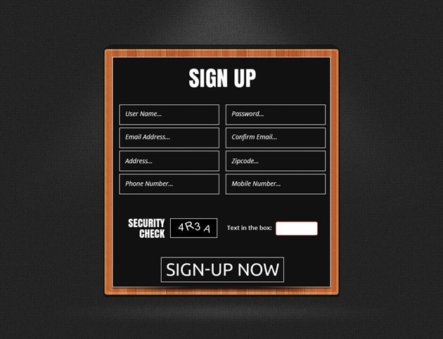 Sign up form design