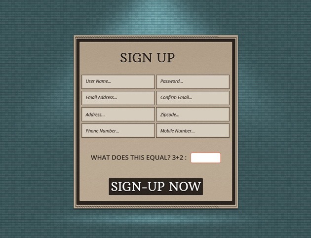 Sign up form template