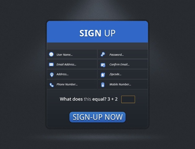 simple Sign up form template