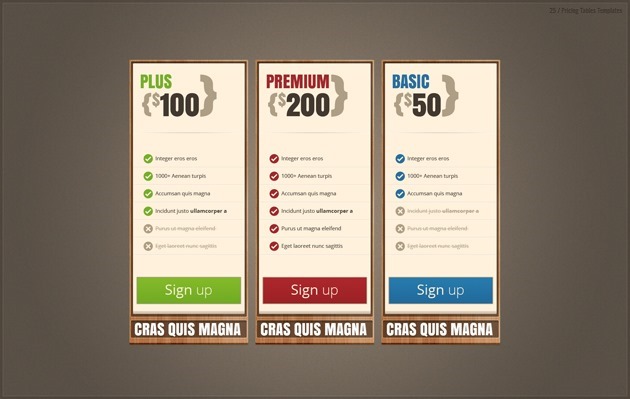 pricing table free