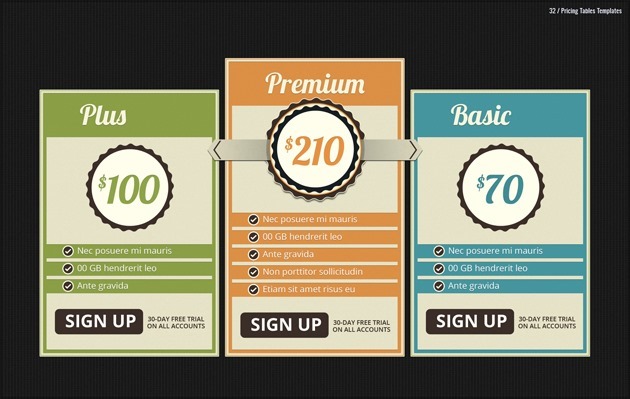 web pricing list pack