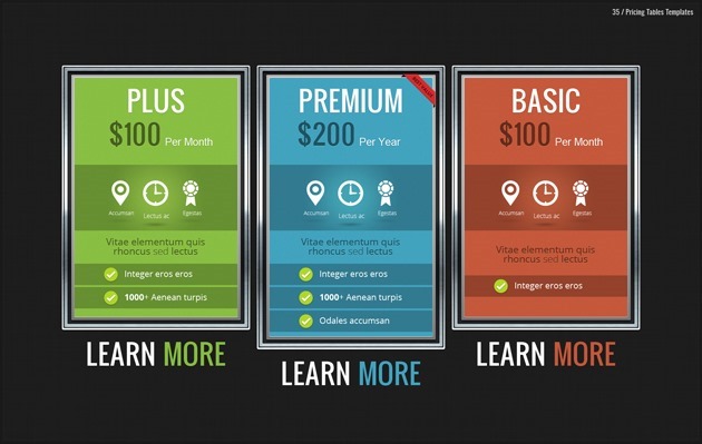 web pricing table Photoshop
