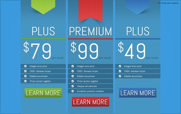 web design pricing table