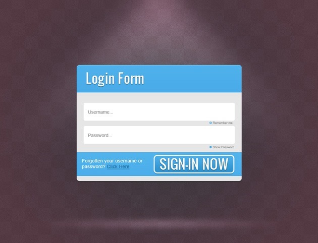 Blue Login form PSD