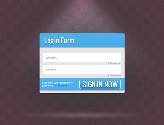 Blue Login form PSD