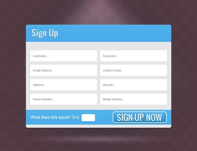 Blue Sign up form