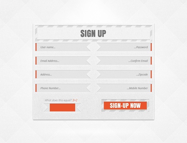 Sign up form PSD