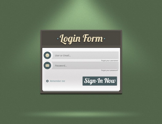 Green Login form PSD