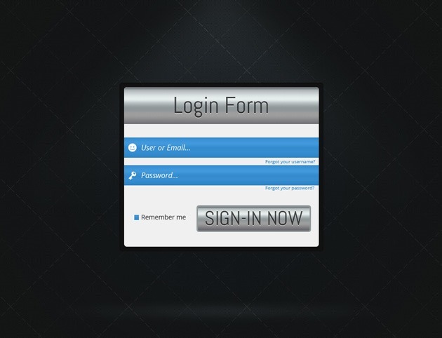 Silver Login form PSD