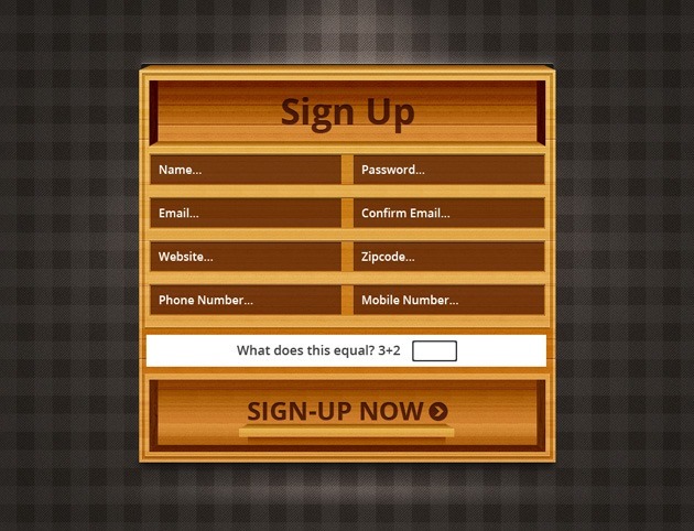 Wood Sign up form PSD