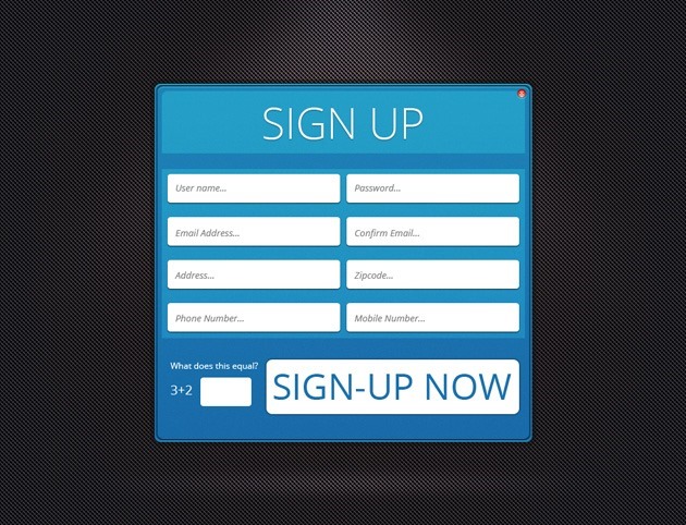 Sign up form PSD