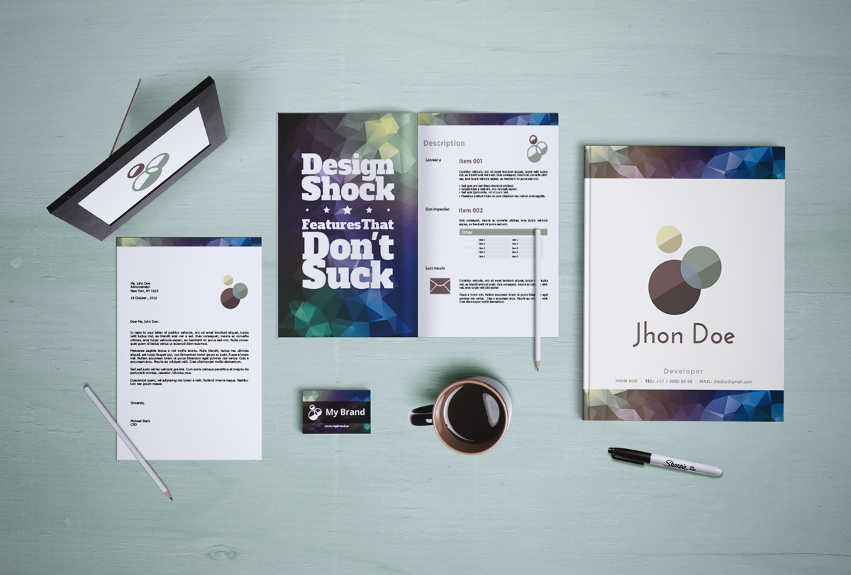 Download Branding Mockup Templates For Stationery 50 Items Designshock Shockfamily Yellowimages Mockups