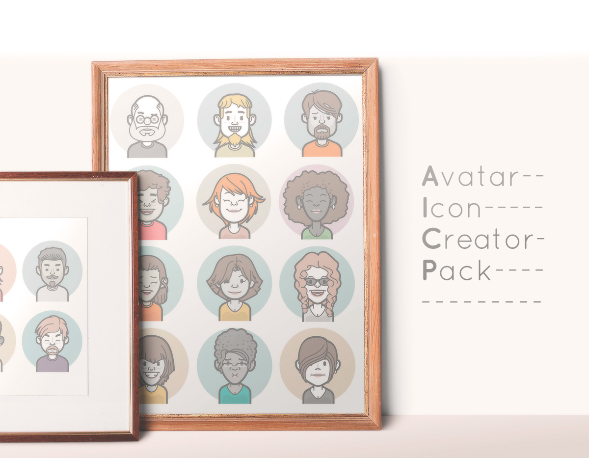 Avatar Icon Creator Pack: Build your Own Vector Character in Illustrator