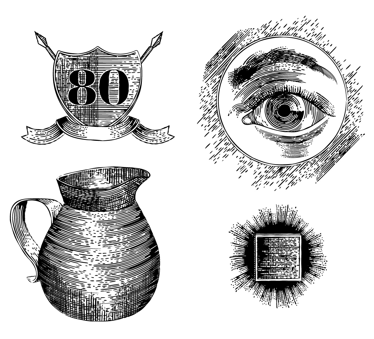 Free Vector Pack of vintage objects sketches